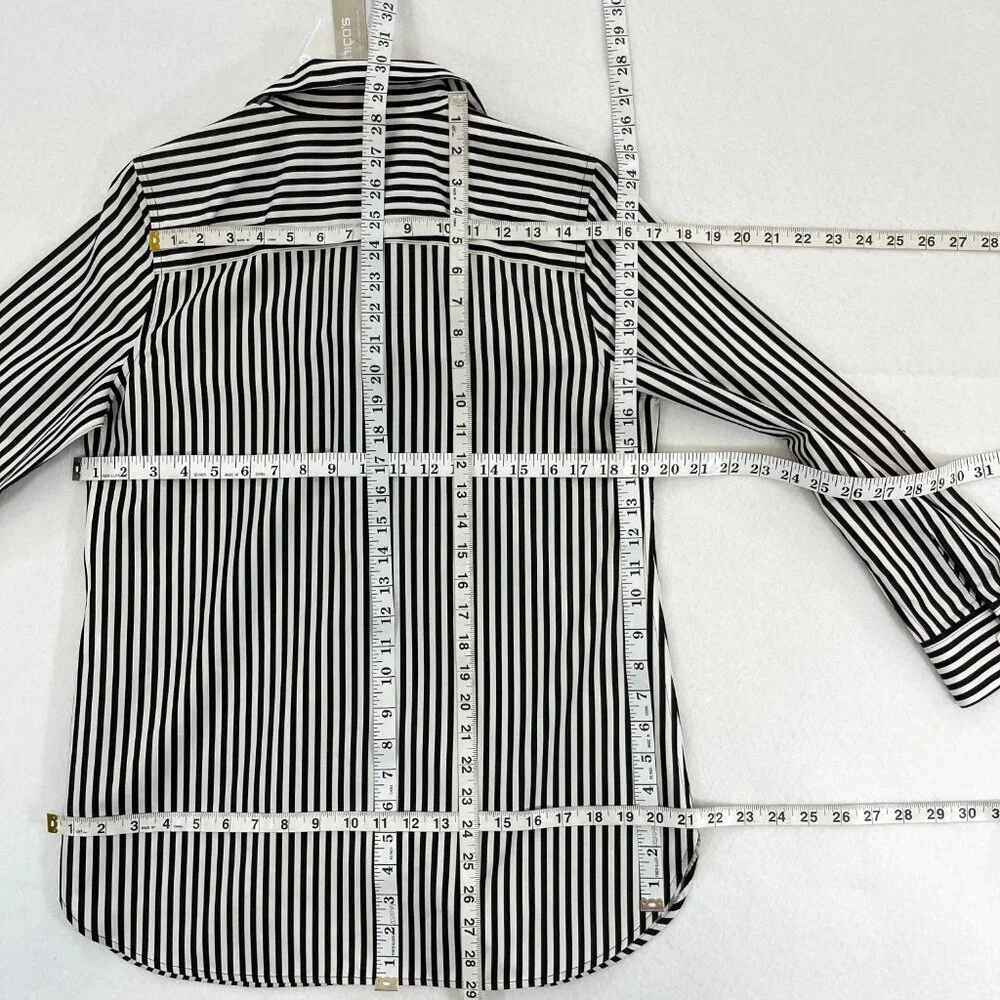 SOLD NWT CHICOS Size 0P Petite Small No-Iron Long Sleeve White Striped Shirt - Picture 14 of 16